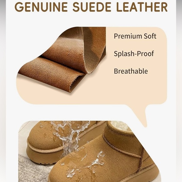 Warm cozy slip on fur lined booties - Picture 3 of 7